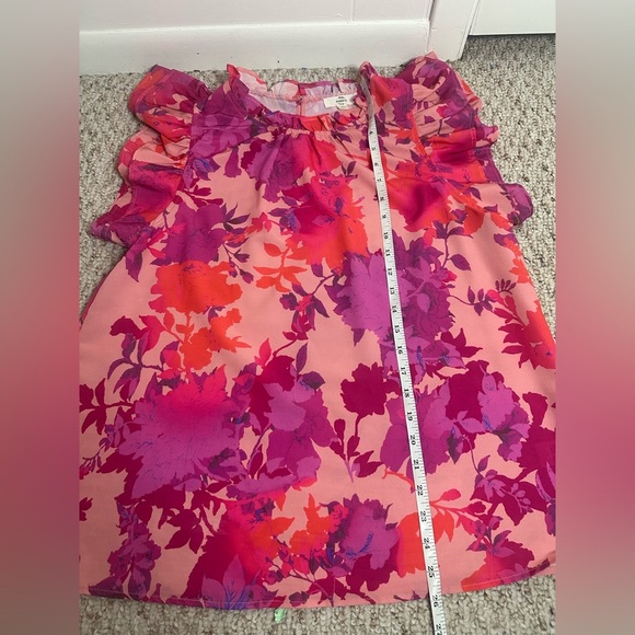 Entro Pink Ruffled Cap Sleeve Blouse size L - Picture 8 of 10